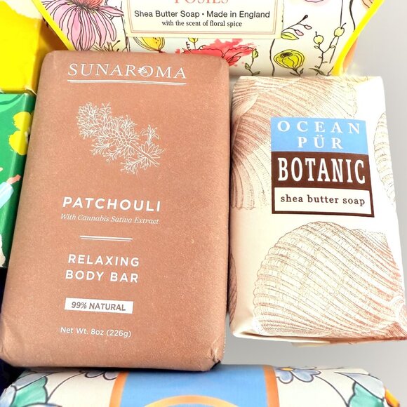 Luxury Soap Collection Shea Butter Eucalyptus Snow Patchouli Jasmine 7 Bars New - Picture 5 of 6